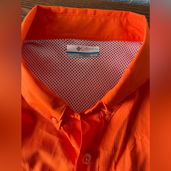 Columbia Button Up Orange AUBURN short-sleeve Vented  Sportswear Football XL - Picture 8 of 8